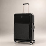 Aerolite FLX Premium Front Loading Large 30 Inch Expandable Suitcase 108L to 125L Lightweight PC Alloy Hard Shell Checked Luggage with 8 Wheel Spinner TSA Lock 10 Year Warranty Black