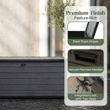 Olsen & Smith 570L Large Garden Storage Box Weather Resistant Outdoor Storage Chest with Lockable Lid Padlock Wood Effect Plastic Cushion Storage Box Heavy Duty Patio Storage Grey