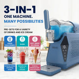 Olsen & Smith 3 in 1 Slushie Machine Frozen Drink Maker and Soft Serve Ice Cream Machine with Drinks Chiller Fast Compressor Cooling Self-Cleaning Touch Controls for Cocktails Milkshakes Frappes Iced Coffee Blue