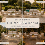 Collage of outdoor furniture set with 'Olsen & Smith The Marlow Range' branding.