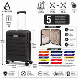 Aerolite Premium PP 2 Piece Luggage Set Expandable Cabin 21 Inch and Large 28 Inch Polypropylene Hard Shell Suitcases with TSA Locks 4 Dual Spinner Wheels Lightweight Travel Luggage Set Black