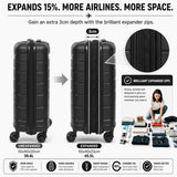 Aerolite Premium PP 2 Piece Luggage Set Expandable Cabin 21 Inch and Large 28 Inch Polypropylene Hard Shell Suitcases with TSA Locks 4 Dual Spinner Wheels Lightweight Travel Luggage Set Black