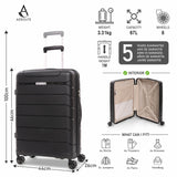 Aerolite 24” Medium 67L Lightweight Polypropylene (PP) Check-In Suitcase – Hard Shell Luggage with Spinner Wheels, TSA Lock & Organised Interior, Black