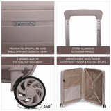 Aerolite 24” Medium 67L Lightweight Polypropylene (PP) Check-In Suitcase – Hard Shell Luggage with Spinner Wheels, TSA Lock & Organised Interior, Cream