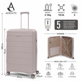 Aerolite 28” Large 100L Lightweight Polypropylene (PP) Check-In Suitcase – Hard Shell Luggage with Spinner Wheels, TSA Lock & Waterproof Pocket, Cream