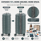 Aerolite Premium PP 2 Piece Luggage Set Expandable Cabin 21 Inch and Large 28 Inch Polypropylene Hard Shell Suitcases with TSA Locks 4 Dual Spinner Wheels Lightweight Travel Luggage Set Dark Green