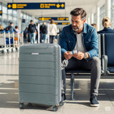 Aerolite 28” Large 100L Lightweight Polypropylene (PP) Check-In Suitcase – Hard Shell Luggage with Spinner Wheels, TSA Lock & Waterproof Pocket, Green