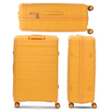 Aerolite Premium PP 4 Piece Hard Shell 4 Dual Wheel Spinner Travel Luggage Suitcase Set , Expandable Cabin + Medium + Large + Extra Large - Mango