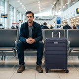 Aerolite 24” Medium 67L Lightweight Polypropylene (PP) Check-In Suitcase – Hard Shell Luggage with Spinner Wheels, TSA Lock & Organised Interior, Navy