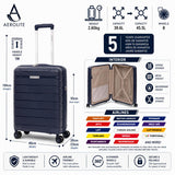 Aerolite Premium PP 2 Piece Luggage Set Expandable Cabin 21 Inch and Large 28 Inch Polypropylene Hard Shell Suitcases with TSA Locks 4 Dual Spinner Wheels Lightweight Travel Luggage Set Navy