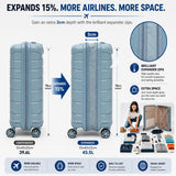 Aerolite Premium PP 2 Piece Luggage Set Expandable Cabin 21 Inch and Large 28 Inch Polypropylene Hard Shell Suitcases with TSA Locks 4 Dual Spinner Wheels Lightweight Travel Luggage Set Sage