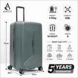Aerolite 108L Extra Large Travel Trunk Polypropylene Hard Shell Suitcase with TSA Lock YKK Zippers 4 Dual Spinner Wheels Antimicrobial Lining Lightweight Checked Luggage Dark Green