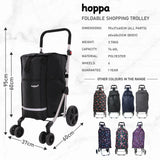 Hoppa 74L Expandable Lightweight Shopping Trolley 2025 model, Hard Wearing & Foldaway Push/Pull Cart for Easy Storage With 1 Year Guarantee