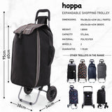Hoppa Expandable 57L to 64L Lightweight Shopping Trolley 2025 model, Hard Wearing & Foldaway Push/Pull Cart for Easy Storage With 1 Year Guarantee