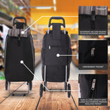 Hoppa Expandable 57L to 64L Lightweight Shopping Trolley 2025 model, Hard Wearing & Foldaway Push/Pull Cart for Easy Storage With 1 Year Guarantee