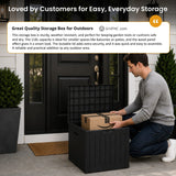 Olsen & Smith 118L Outdoor Garden Storage Box Lockable Weatherproof Plastic Storage Chest with Wood Effect Finish for Garden Tools Cushions Toys Balcony Patio and Outdoor Storage