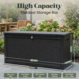 Olsen & Smith 980L XXL Garden Storage Box Extra Large Weather Resistant Outdoor Storage Chest 100% Recycled Plastic Cushion Storage Box with Gas-Assisted Hinges 4-Digit Padlock Wood Effect Finish