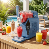 Olsen & Smith 3 in 1 Slushie Machine Frozen Drink Maker and Soft Serve Ice Cream Machine with Drinks Chiller Fast Compressor Cooling Self-Cleaning Touch Controls for Cocktails Milkshakes Frappes Iced Coffee Blue