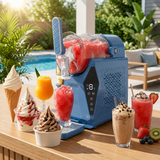 Olsen & Smith 3 in 1 Slushie Machine Frozen Drink Maker and Soft Serve Ice Cream Machine with Drinks Chiller Fast Compressor Cooling Self-Cleaning Touch Controls for Cocktails Milkshakes Frappes Iced Coffee Blue