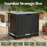Olsen & Smith 118L Outdoor Garden Storage Box Lockable Weatherproof Plastic Storage Chest with Wood Effect Finish for Garden Tools Cushions Toys Balcony Patio and Outdoor Storage