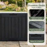 Olsen & Smith 118L Outdoor Garden Storage Box Lockable Weatherproof Plastic Storage Chest with Wood Effect Finish for Garden Tools Cushions Toys Balcony Patio and Outdoor Storage