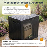 Olsen & Smith 118L Outdoor Garden Storage Box Lockable Weatherproof Plastic Storage Chest with Wood Effect Finish for Garden Tools Cushions Toys Balcony Patio and Outdoor Storage