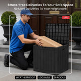 Olsen & Smith 118L Outdoor Garden Storage Box Lockable Weatherproof Plastic Storage Chest with Wood Effect Finish for Garden Tools Cushions Toys Balcony Patio and Outdoor Storage