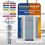 5 Cities (55x35x20cm) Lightweight Cabin Hand Luggage With a Retractable Telescopic Handle, Approved For Ryanair/easyJet/British Airways & more