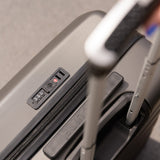 Close-up of Aerolite suitcase lock and handle