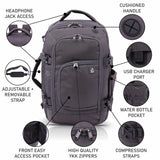 Aerolite (40x20x25cm) 3 in 1 Cabin Luggage Approved Flight Backpack, New and Improved 2023 Ryanair Maximum Size with YKK Zippers, Black - Packed Direct UK