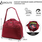 Aerolite (45x36x20cm) New and Improved 2021 easyJet Maximum Size Holdall Cabin Luggage Under Seat Flight Bag, Black - Packed Direct UK