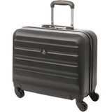 Aerolite Hard Shell Rolling Padded Laptop Case Bag on 4 Wheels - Fits up to 15.6", Overnight Trolley Business Hand Cabin Luggage Case Black - Packed Direct UK