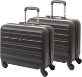 Aerolite Hard Shell Rolling Padded Laptop Case Bag on 4 Wheels - Fits up to 15.6", Overnight Trolley Business Hand Cabin Luggage Case Black - Packed Direct UK