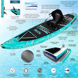 Aqua Spirit Barracuda iSUP Inflatable Stand Up Paddle Board 2025, 10'6x32”x6”, Complete Kayak Conversion Kit with Paddle, Backpack, Pump and more accessories, Adult Beginner/Expert, 2 Year Warranty (Green)