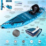Aqua Spirit Barracuda iSUP Inflatable Stand Up Paddle Board 2025, 10'6x32”x6”, Complete Kayak Conversion Kit with Paddle, Backpack, Pump and more accessories, Adult Beginner/Expert, 2 Year Warranty (Blue)