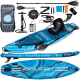 Aqua Spirit Barracuda iSUP Inflatable Stand Up Paddle Board 2025, 10'6x32”x6”, Complete Kayak Conversion Kit with Paddle, Backpack, Pump and more accessories, Adult Beginner/Expert, 2 Year Warranty (Blue)