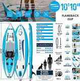 Aqua Spirit Flameback SUP Activity Inflatable Stand UP Paddle Board 2025 | 10'10”x39”x6” | Complete Kayak Conversion Kit with Fishing Rod Mounts, Paddle, Backpack, Pump and more accessories | Adult Beginners/Experts | 2 Year Warranty