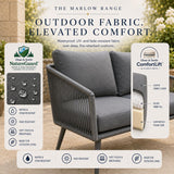 Olsen & Smith Marlow 4 Seater Rattan Garden Furniture Set Outdoor Sofa Set with 3 Seater Sofa Armchair Coffee Table Waterproof Olefin Cushions StormShield Iron Frame Slate Grey