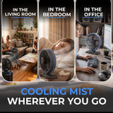 Olsen & Smith 10 Inch Cordless Misting Fan with 9L Water Tank Rechargeable Portable Cooling Fan with Oscillation Remote Control Timer USB Charging for Indoor Outdoor Home Office Camping