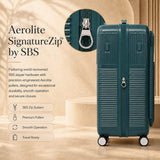 Aerolite FLX Premium Front Loading Large 30 Inch Expandable Suitcase 108L to 125L Lightweight PC Alloy Hard Shell Checked Luggage with 8 Wheel Spinner TSA Lock 10 Year Warranty Green