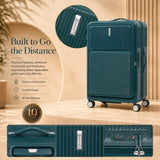Aerolite FLX Premium Front Loading Large 30 Inch Expandable Suitcase 108L to 125L Lightweight PC Alloy Hard Shell Checked Luggage with 8 Wheel Spinner TSA Lock 10 Year Warranty Green