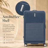Aerolite FLX Premium Front Loading Large 30 Inch Expandable Suitcase 108L to 125L Lightweight PC Alloy Hard Shell Checked Luggage with 8 Wheel Spinner TSA Lock 10 Year Warranty Blue