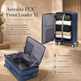 Aerolite FLX Premium Front Loading Large 30 Inch Expandable Suitcase 108L to 125L Lightweight PC Alloy Hard Shell Checked Luggage with 8 Wheel Spinner TSA Lock 10 Year Warranty Blue