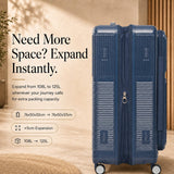 Aerolite FLX Premium Front Loading Large 30 Inch Expandable Suitcase 108L to 125L Lightweight PC Alloy Hard Shell Checked Luggage with 8 Wheel Spinner TSA Lock 10 Year Warranty Blue