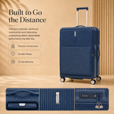 Aerolite FLX Premium Front Loading Large 30 Inch Expandable Suitcase 108L to 125L Lightweight PC Alloy Hard Shell Checked Luggage with 8 Wheel Spinner TSA Lock 10 Year Warranty Blue