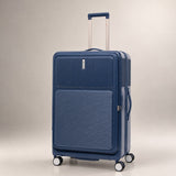 Aerolite FLX Premium Front Loading Large 30 Inch Expandable Suitcase 108L to 125L Lightweight PC Alloy Hard Shell Checked Luggage with 8 Wheel Spinner TSA Lock 10 Year Warranty Blue