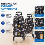 Hoppa 57L Lightweight Shopping Trolley 2025 Foldable Push Pull Shopping Cart with 2 Wheels Shower Resistant Polyester Bag Easy Storage 1 Year Guarantee Cats and Dogs