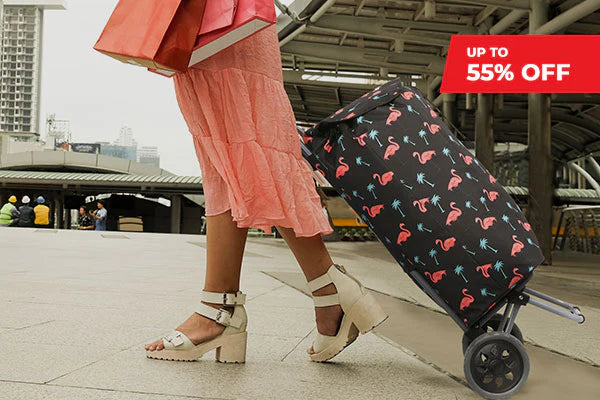 Hoppa Fully Insulated Lightweight 2024 Model 2 Wheeled Large 42Litre Capacity Shopping Trolley Bag 95cm, 2.1kg With Shoulder Strap