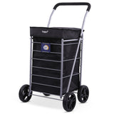 Hoppa Lightweight 4-Wheel Premium Folding Shopping Trolley Extra Large 64L Capacity Shopping Trolley Bag, 95cm, 4.8kg, Push/Pull Stairclimber (Black) - Packed Direct UK