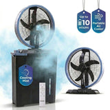 Olsen & Smith 10 Inch Cordless Misting Fan with 9L Water Tank Rechargeable Portable Cooling Fan with Oscillation Remote Control Timer USB Charging for Indoor Outdoor Home Office Camping